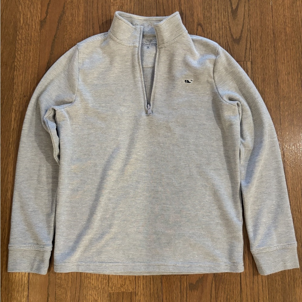 Vineyard Vines Men’s Light Gray Heather Quarter-Zip Sweater